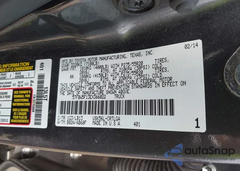2014 Toyota Tundra Limited 5.7L V8 from USA, damaged, VIN 5TFBW5F13EX366022